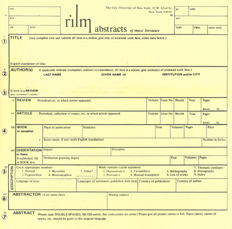 Featured image for post ''RILM submissions: The early days